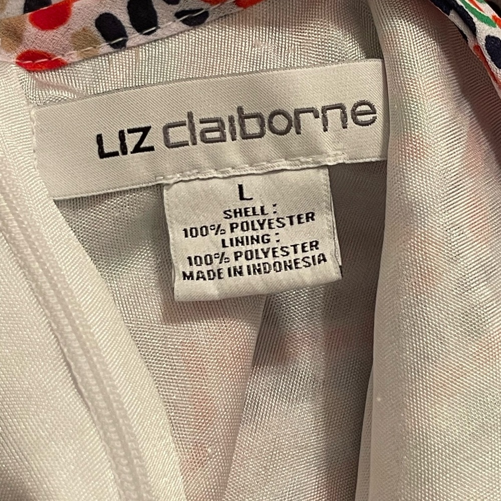 Liz Claiborne Sleeveless Multicolor Swirl Print Top White/Pink/Blue/Green Size L - Picture 9 of 9